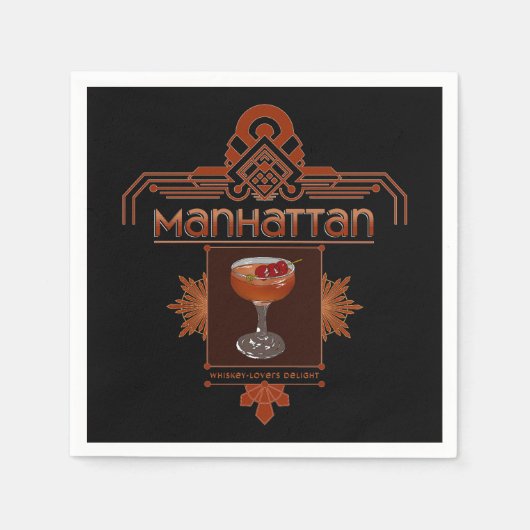 Retro Manhattan Cocktail Illustratie Servet (Voorkant)