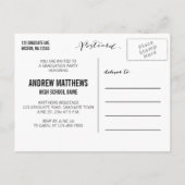 Retro mannelijk | Uitnodiging voor afstudeerfeest (Achterkant)