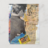 Retro mannen werkend Mixed media collage Briefkaart (Voorkant)