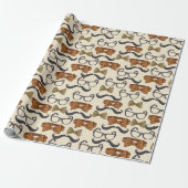 Retro Mannenpatroon Cadeaupapier (Uitgerold)