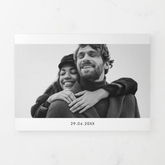  retro manuscript Alle in één bruiloft Drieluik Uitnodiging (Cover)