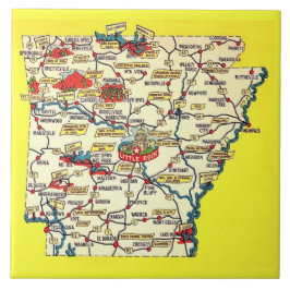Retro Map of Arkansas Ceramic Tile Tegeltje