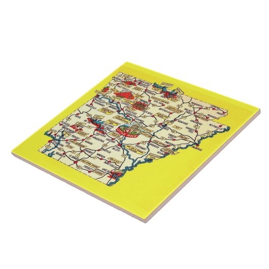 Retro Map of  Arkansas Ceramic Tile Tegeltje (Zijkant)