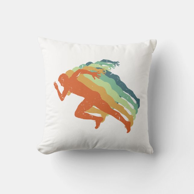 Retro Marathon Runner die Speler Sportventilator i Kussen (Voorkant)