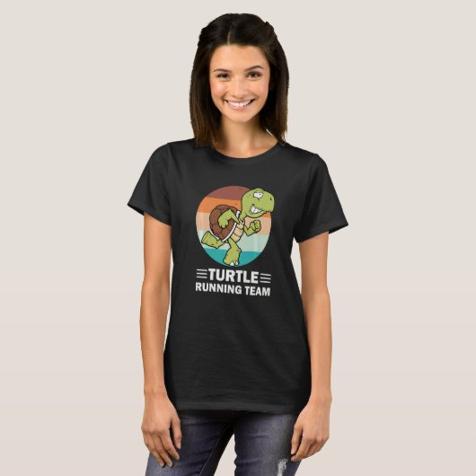 Retro  Marathoner Marathon Runner Turtle Running T T-shirt (Voorkant volledig)