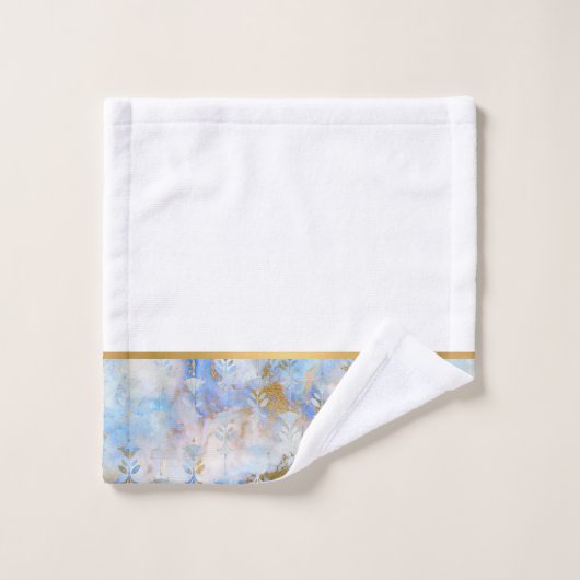 RETRO MARBLE ABSTRACT BLUE GOLD BATHROOM TOWEL SET BAD HANDDOEK (Wasdoekje)