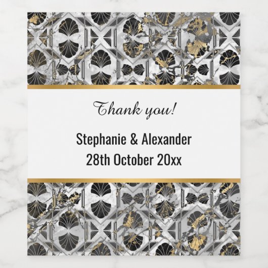 RETRO MARBLE ABSTRACT MONOCHROM PATTERN WINE ETIKE WIJN ETIKET (Enkel label)