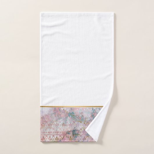 RETRO MARBLE FLOWER PINK AQUA BATHROOM TOWEL SET BAD HANDDOEK (Handdoek)