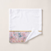 RETRO MARBLE FLOWER PINK AQUA BATHROOM TOWEL SET BAD HANDDOEK (Wasdoekje)