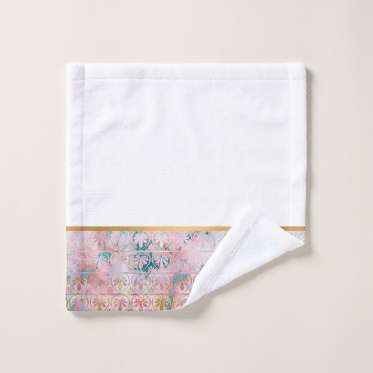 RETRO MARBLE FLOWER PINK AQUA BATHROOM TOWEL SET BAD HANDDOEK (Wasdoekje)