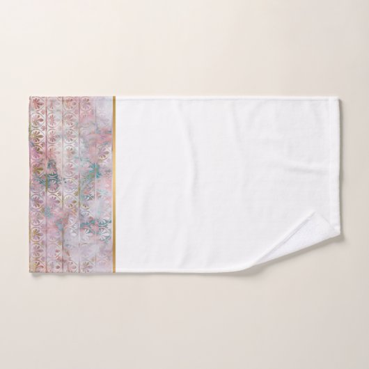 RETRO MARBLE FLOWER PINK AQUA BATHROOM TOWEL SET BAD HANDDOEK (Handdoek)