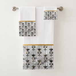 RETRO MARBLE GRAY BLACK MONOCHROME BATHROOM SET BAD HANDDOEK