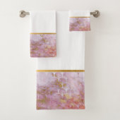 RETRO MARBLE PINK MERMAID INSPIRED BATHROOM SET BAD HANDDOEK (Insitu)