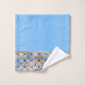 RETRO MARBLE SHELL BLUE BATHROOM SET BAD HANDDOEK (Wasdoekje)
