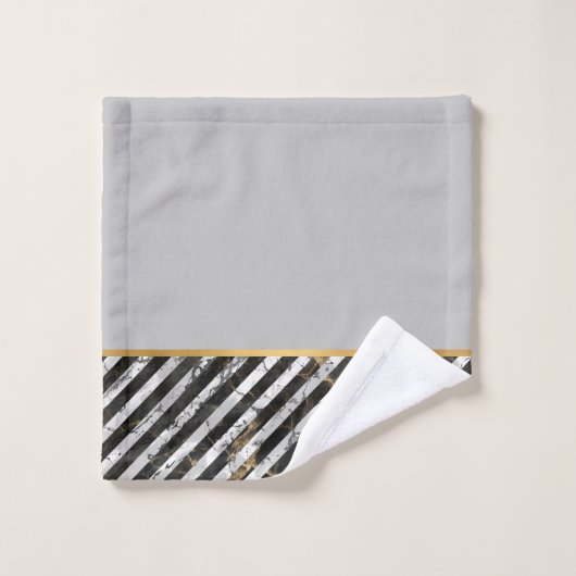 RETRO MARBLE STRIPE GRAY BATHROOM TOWEL SET BAD HANDDOEK (Wasdoekje)
