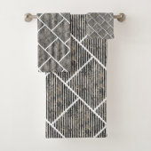 RETRO MARBLE STRIPE GRID 2 BATHROOM TOWEL SET BAD HANDDOEK (Insitu)