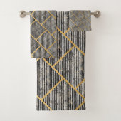 RETRO MARBLE STRIPE GRID BATHROOM TOWEL SET BAD HANDDOEK (Insitu)