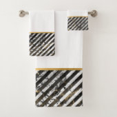 RETRO MARBLE STRIPE WHITROOM BATHROOM TOWEL SET BAD HANDDOEK (Insitu)