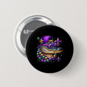 Retro Mardi Gras Alligator Mardigator Krokodil Fu Ronde Button 5,7 Cm (Voorkant /achterkant)