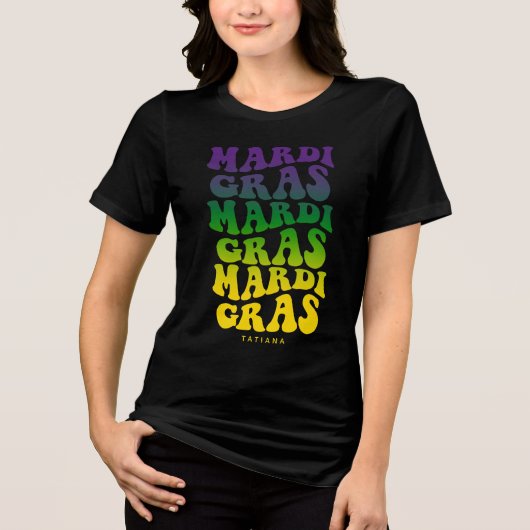 Retro Mardi Gras Carnival Ombre Tri-Blend Shirt (Voorkant)