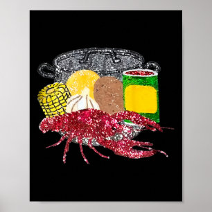 Retro Mardi Gras Crawfish Seizoen Print