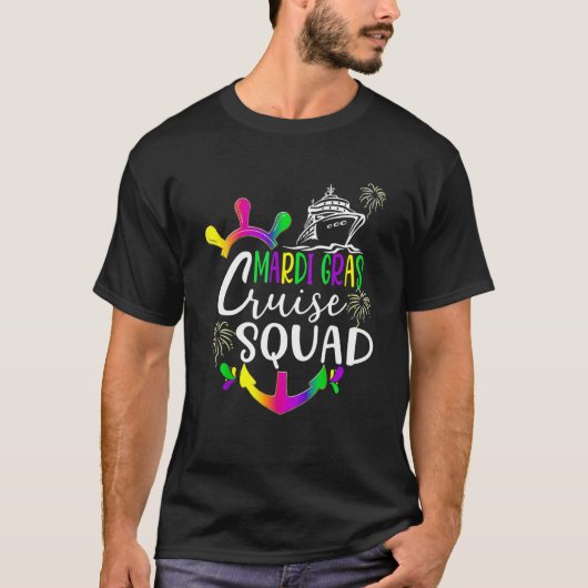 Retro Mardi Gras Cruise Squad Matching Group T-shirt (Voorkant)