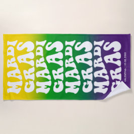 Retro Mardi Gras Design Ombre Monogram Strandlaken