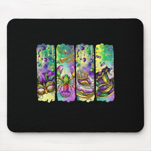 Retro Mardi Gras Fleur de Lis King Cake Louisiana Muismat (Voorkant)