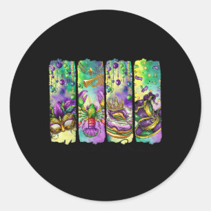 Retro Mardi Gras Fleur de Lis King Cake Louisiana Ronde Sticker