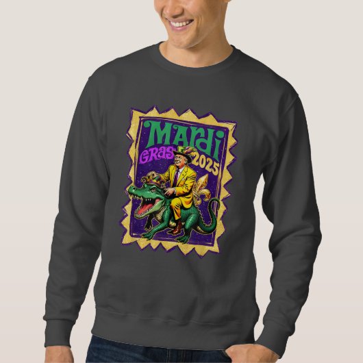 Retro Mardi Gras Funny Trump Mardi Gras 2025 Trui (Voorkant)