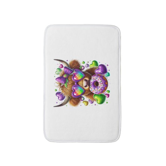 Retro Mardi Gras, Highland Koe Badmat (Voorkant Verticaal)