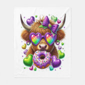 Retro Mardi Gras, Highland Koe Fleece Deken (Voorkant)
