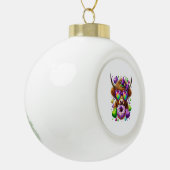 Retro Mardi Gras, Highland Koe Keramische Bal Ornament (Links)