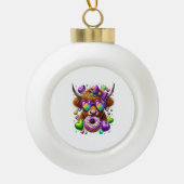 Retro Mardi Gras, Highland Koe Keramische Bal Ornament (Voorkant)