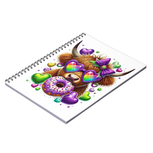 Retro Mardi Gras, Highland Koe Notitieboek (Linkerzijde)