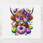 Retro Mardi Gras, Highland Koe Sparkling Wijnetiket (Enkel label)