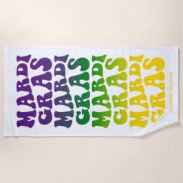 Retro Mardi Gras Ombre Text Strandlaken