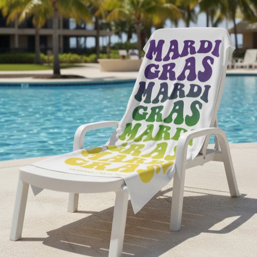 Retro Mardi Gras Ombre Text Strandlaken