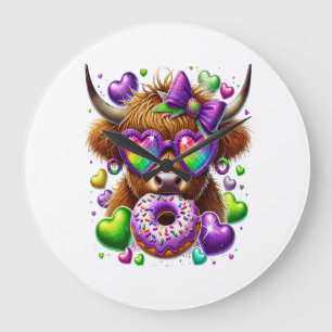 Retro Mardi Gras Png, Schotse Hooglander Grote Klok
