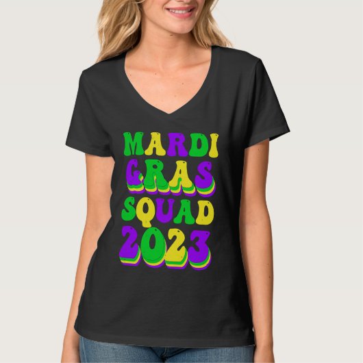 Retro Mardi Gras Squad 2023 Leopard Print Family M T-shirt (Voorkant)