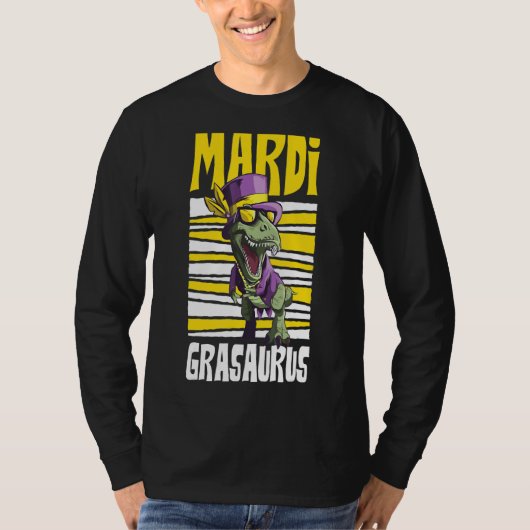 Retro Mardi Grasaurus Dinosaur Funny Mardi Gras Co T-shirt (Voorkant)