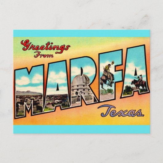 Retro Marfa Texas Groet Briefkaart (Voorkant)