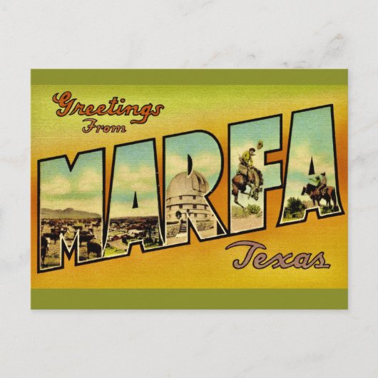 Retro Marfa Texas Groet Briefkaart (Voorkant)