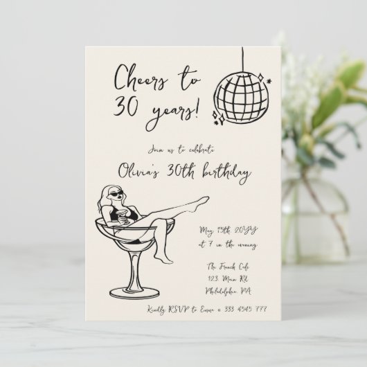 Retro Marg juicht verjaardagsfeestuitnodiging Kaart (Staand voorkant)