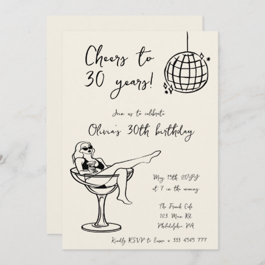 Retro Marg juicht verjaardagsfeestuitnodiging Kaart (Voorkant / Achterkant)