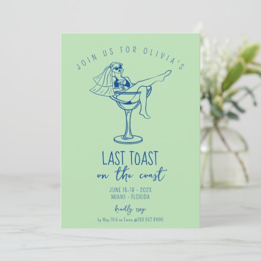 retro marg kuststrand vrijgezellenweekend kaart (Staand voorkant)