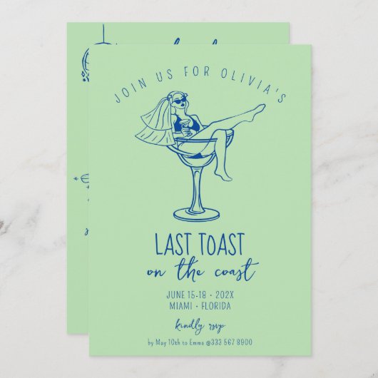 retro marg kuststrand vrijgezellenweekend kaart (Voorkant / Achterkant)