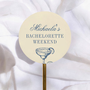 Retro Margarita Preppy Bruidsfeest Favor Ronde Sticker