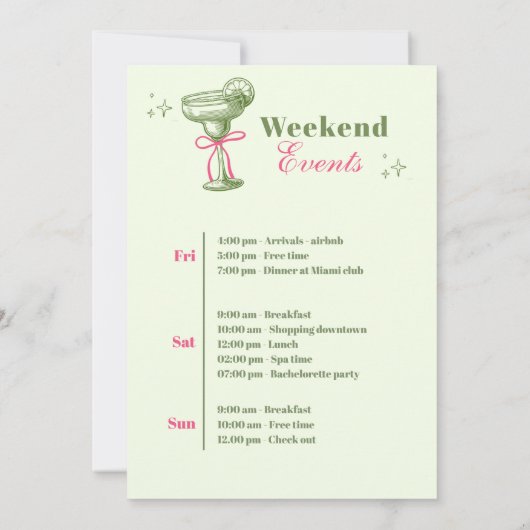 Retro Margaritas en Huwelijk Bachelorette Kaart (Achterkant)