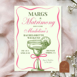 Retro Margaritas en Huwelijk Bachelorette Kaart